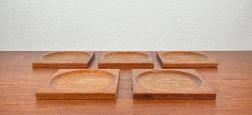 Mid-Century Teak Coasters, 1960s, Set of 5-UAH-2036098