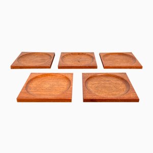 Mid-Century Teak Coasters, 1960s, Set of 5-UAH-2036098