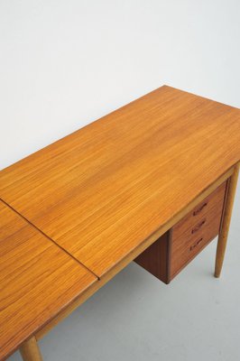 Mid-Century Teak Desk with Sliding Container-ZE-1801998