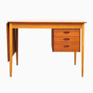 Mid-Century Teak Desk with Sliding Container-ZE-1801998