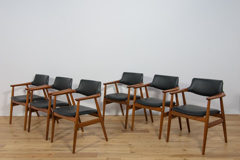 Mid-Century Teak Dining Chairs Model GM11 by Svend Åge Eriksen for Glostrup, 1950s, Set of 6