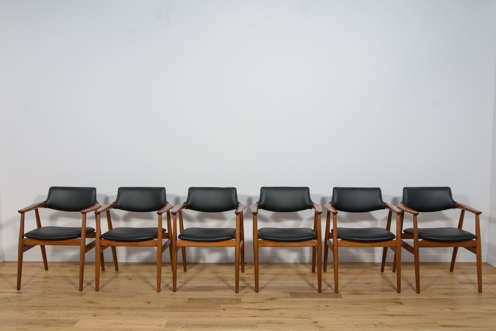 Mid-Century Teak Dining Chairs Model GM11 by Svend Åge Eriksen for Glostrup, 1950s, Set of 6