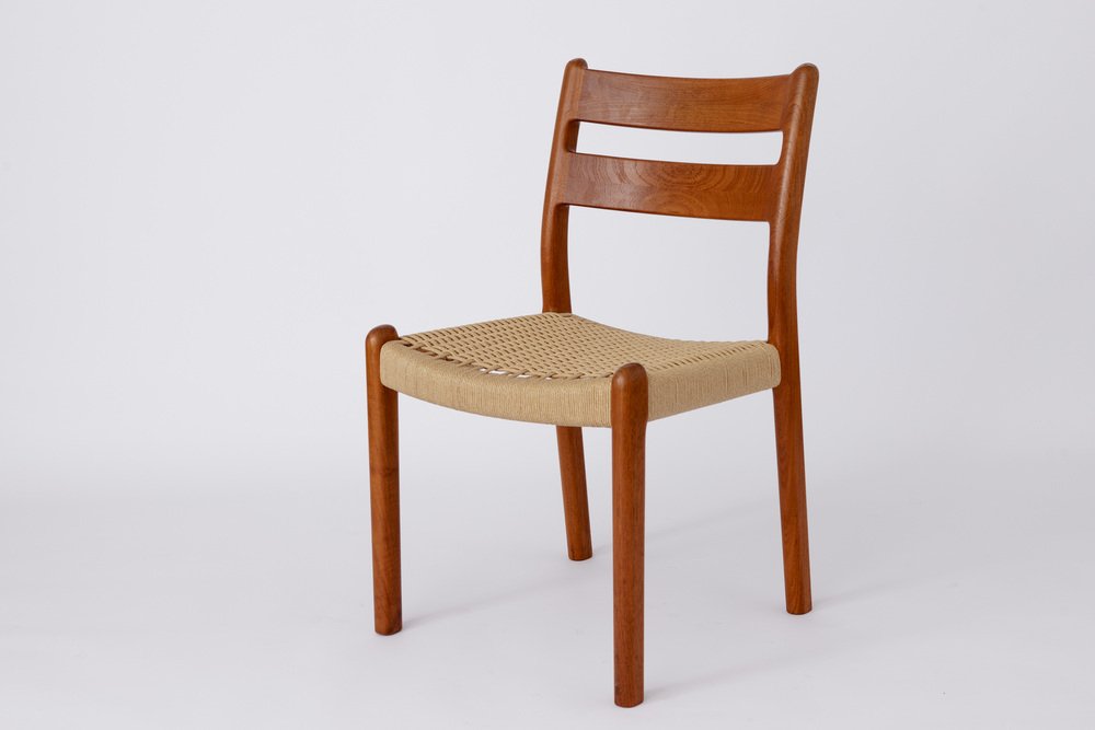 Mid-Century Teak Dining Chairs with Papercord Seats from EMC, Denmark, 1960s, Set of 6