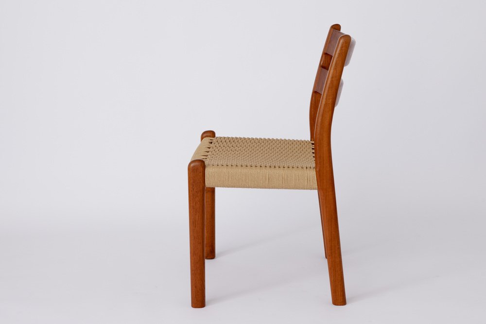 Mid-Century Teak Dining Chairs with Papercord Seats from EMC, Denmark, 1960s, Set of 6