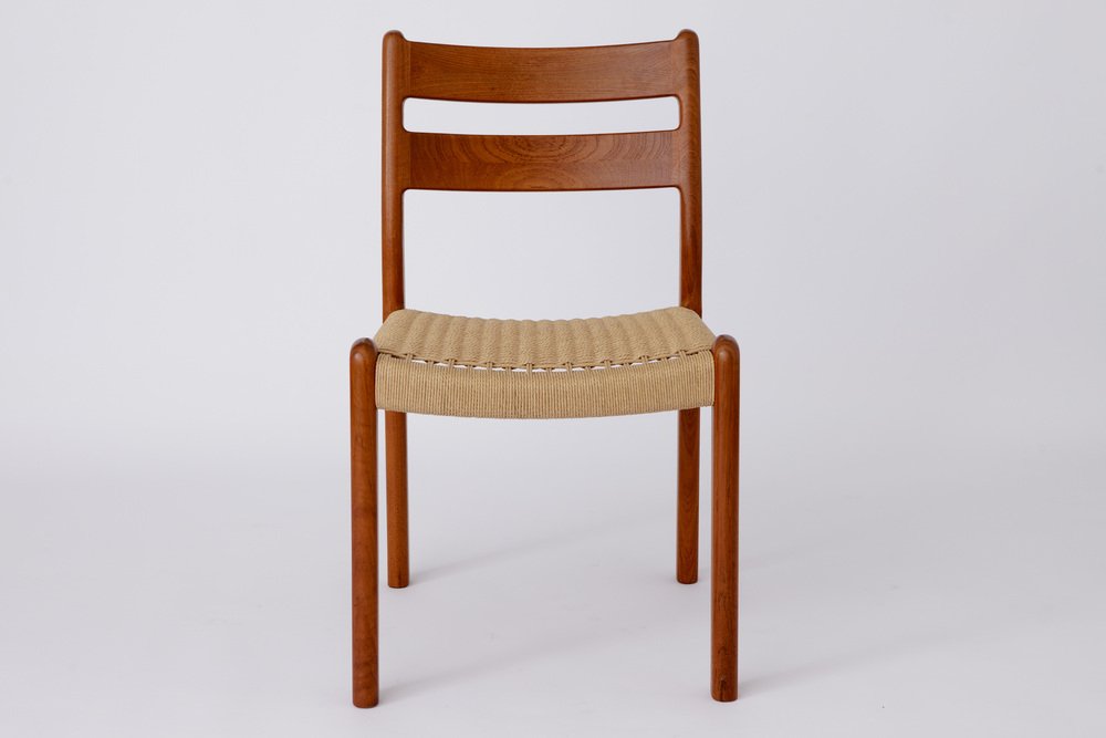 Mid-Century Teak Dining Chairs with Papercord Seats from EMC, Denmark, 1960s, Set of 6