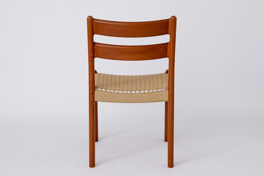 Mid-Century Teak Dining Chairs with Papercord Seats from EMC, Denmark, 1960s, Set of 6