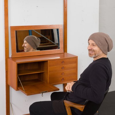 Mid-Century Teak Entry Wall Unit or Vanity in the style of Cadovius, Denmark, 1960s-UE-1785273