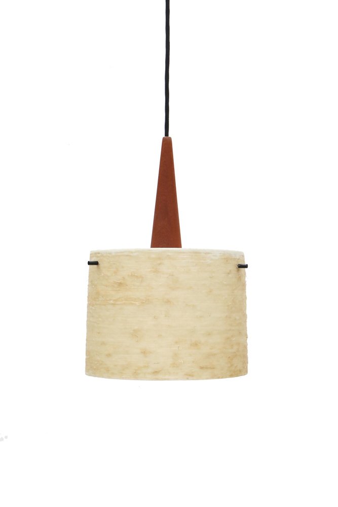 Mid-Century Teak & Fiberglass Ceiling Lamp from Dame & Co., 1960s