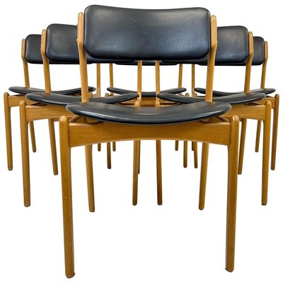 Mid-Century Teak & Oak-Leather OD49 Dining Chairs by Erik Buch, Denmark, 1960s, Set of 6-UYK-890152