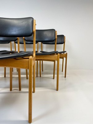 Mid-Century Teak & Oak-Leather OD49 Dining Chairs by Erik Buch, Denmark, 1960s, Set of 6-UYK-890152