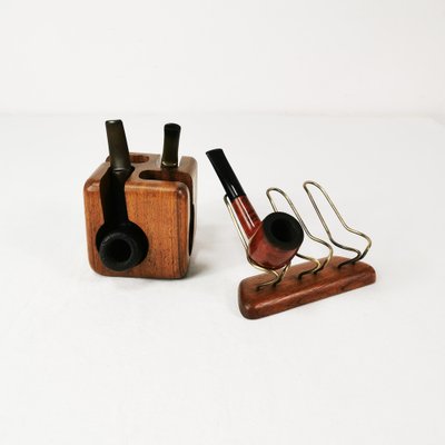 Mid-Century Teak Pipe Stands, 1960s, Set of 2-ZTG-1769643