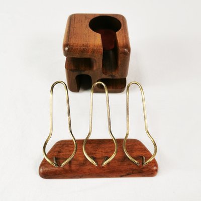 Mid-Century Teak Pipe Stands, 1960s, Set of 2-ZTG-1769643