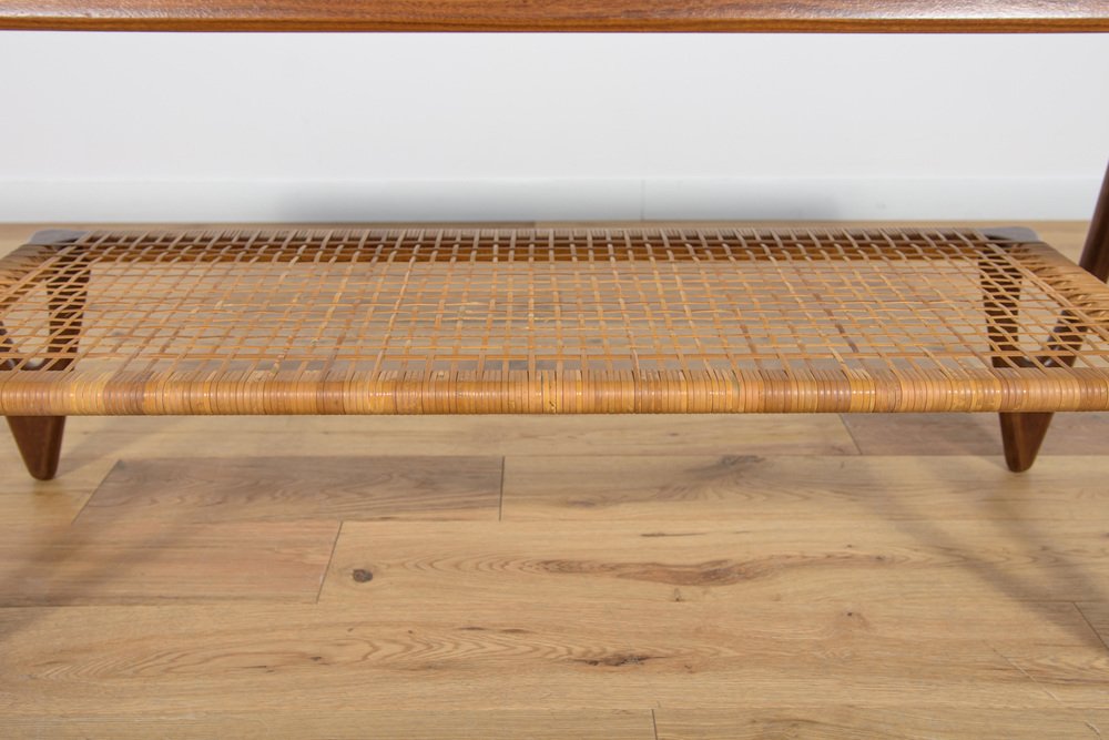 Mid-Century Teak & Rattan Coffee Table by Kurt Østervig for Jason Møbler, 1960s