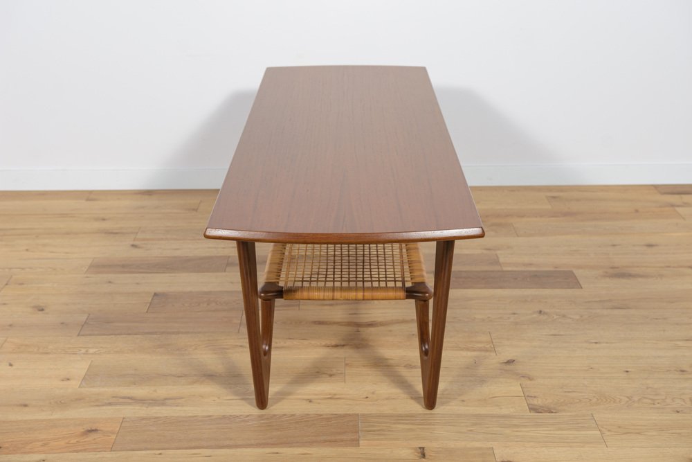 Mid-Century Teak & Rattan Coffee Table by Kurt Østervig for Jason Møbler, 1960s