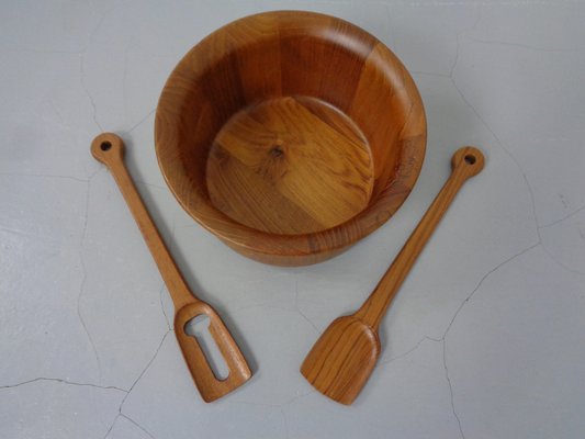 Mid-Century Teak Salad Bowl and Spoons by Richard Nissen for Nissen, 1960s, Set of 3-RDW-1309878