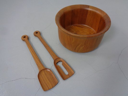 Mid-Century Teak Salad Bowl and Spoons by Richard Nissen for Nissen, 1960s, Set of 3-RDW-1309878