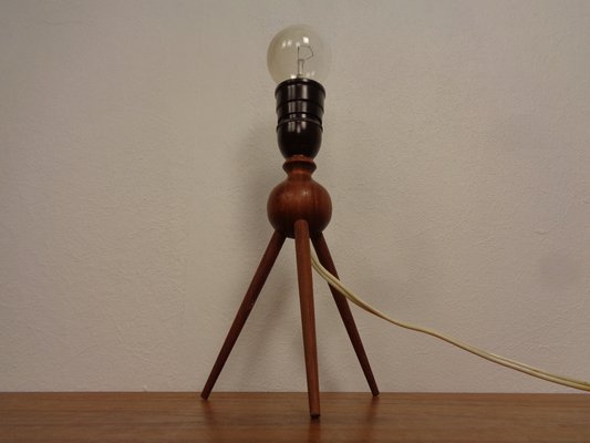 Mid-Century Teak & Sisal Tripod Table Lamp, Denmark, 1950s-RDW-1821282