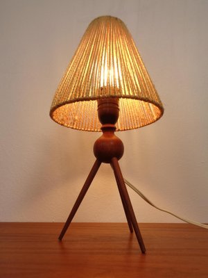 Mid-Century Teak & Sisal Tripod Table Lamp, Denmark, 1950s-RDW-1821282