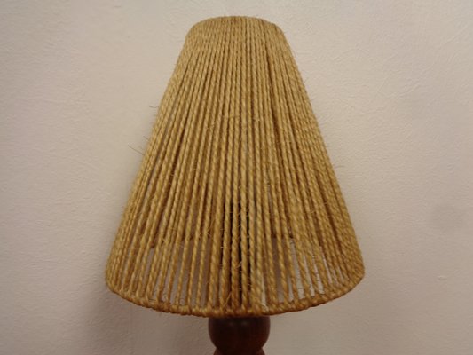 Mid-Century Teak & Sisal Tripod Table Lamp, Denmark, 1950s-RDW-1821282