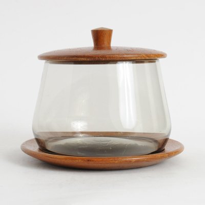 Mid-Century Teak & Smoked Glass Dish from Karl Holmberg Gotene-IXK-596275