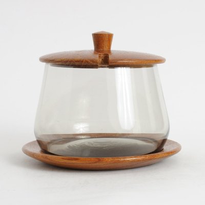 Mid-Century Teak & Smoked Glass Dish from Karl Holmberg Gotene-IXK-596275