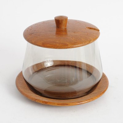 Mid-Century Teak & Smoked Glass Dish from Karl Holmberg Gotene-IXK-596275