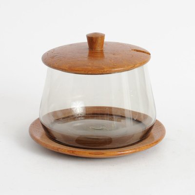 Mid-Century Teak & Smoked Glass Dish from Karl Holmberg Gotene-IXK-596275