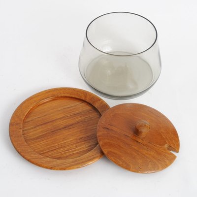 Mid-Century Teak & Smoked Glass Dish from Karl Holmberg Gotene-IXK-596275