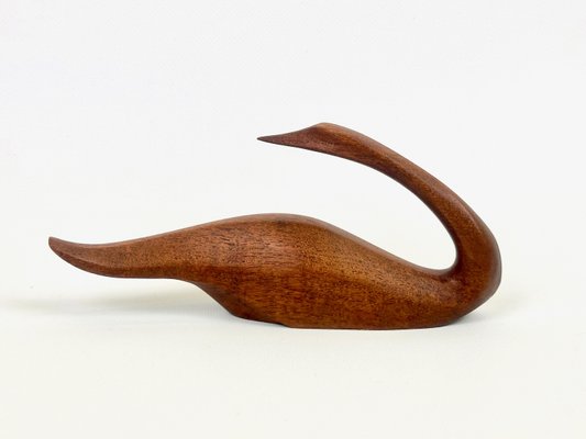 Mid-Century Teak Swan Figurine by Léo Gervais, 1960s-ZCY-2021443