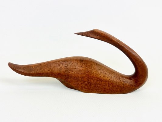 Mid-Century Teak Swan Figurine by Léo Gervais, 1960s-ZCY-2021443