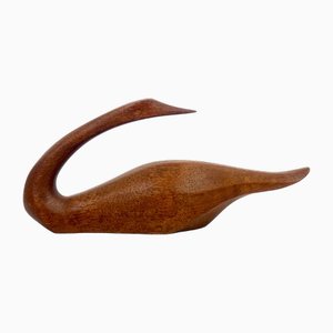 Mid-Century Teak Swan Figurine by Léo Gervais, 1960s-ZCY-2021443