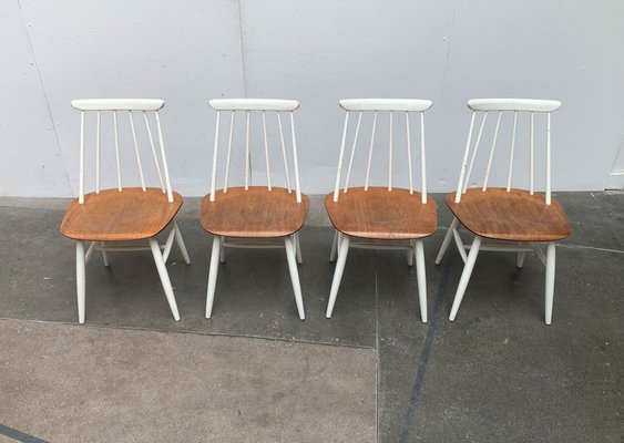 Mid-Century Teak Table and Fanett Chairs by Ilmari Tapiovaara for Asko, Set of 5-UAH-1289953