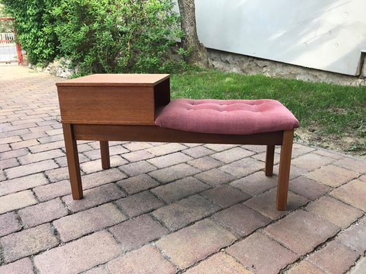 Mid-Century Teak Telephone Bench, 1960s-OXJ-920135