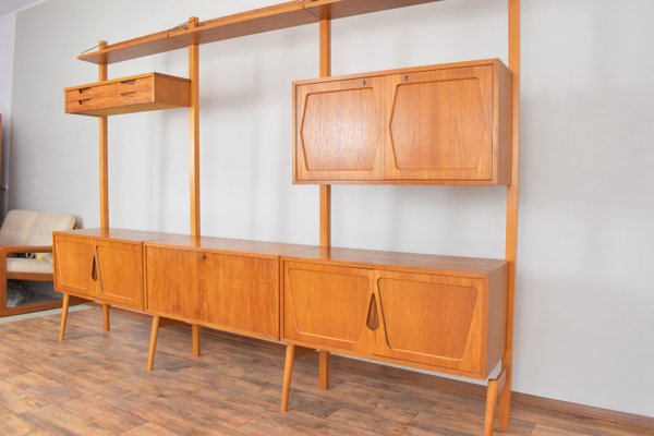 Mid-Century Teak Wall Unit by Kjell Riise for Rival Brodrene Jatogs, 1960s, Set of 3-LOT-2024438