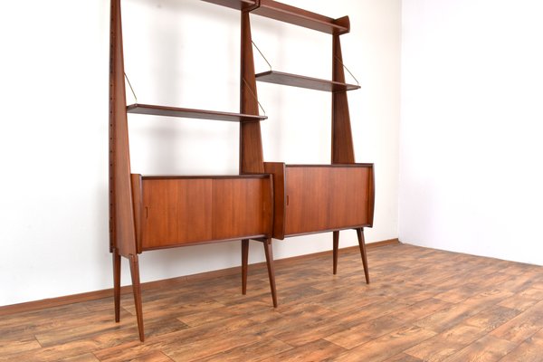 Mid-Century Teak Wall Unit Panto by Einar Raknes & Sønner Møbelfabrikk a/S, 1970s, Set of 2-LOT-2032099