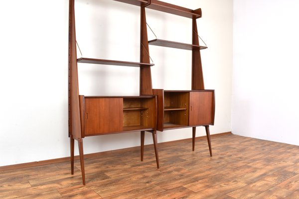 Mid-Century Teak Wall Unit Panto by Einar Raknes & Sønner Møbelfabrikk a/S, 1970s, Set of 2-LOT-2032099