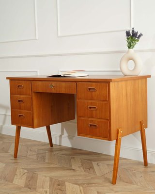 Mid-Century Teak Writing Desk with Drawers, Sweden, 1960s-WZU-2033733