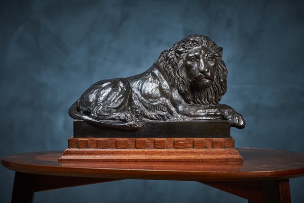 Mid-Century Terracotta Resting Lion by Carlson for P. Ibsen-ZGQ-557560