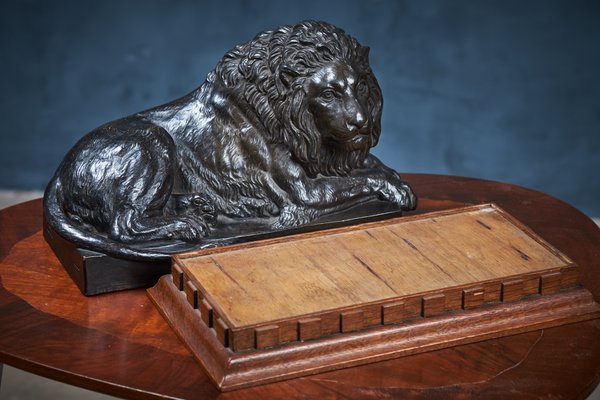 Mid-Century Terracotta Resting Lion by Carlson for P. Ibsen-ZGQ-557560