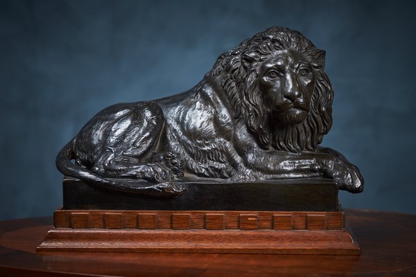 Mid-Century Terracotta Resting Lion by Carlson for P. Ibsen-ZGQ-557560