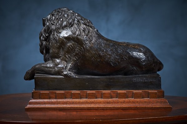 Mid-Century Terracotta Resting Lion by Carlson for P. Ibsen-ZGQ-557560