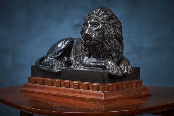 Mid-Century Terracotta Resting Lion by Carlson for P. Ibsen-ZGQ-557560