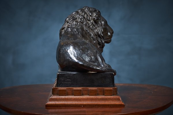 Mid-Century Terracotta Resting Lion by Carlson for P. Ibsen-ZGQ-557560