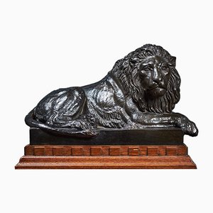 Mid-Century Terracotta Resting Lion by Carlson for P. Ibsen-ZGQ-557560