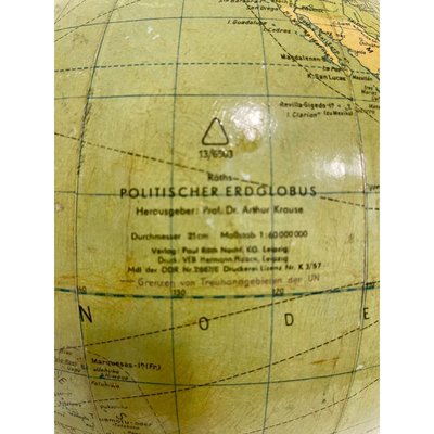 Mid-Century Terrestrial Earth Globe by Arthur Krouse-TCS-1720704