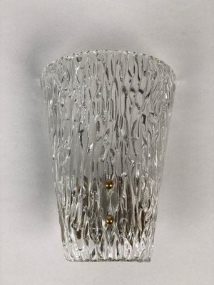 Mid-Century Textured Glass and Brass Wall Lights from J.T. Kalmar, 1950s, Set of 2-BAF-763551