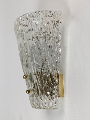 Mid-Century Textured Glass and Brass Wall Lights from J.T. Kalmar, 1950s, Set of 2-BAF-763551