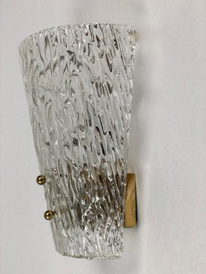 Mid-Century Textured Glass and Brass Wall Lights from J.T. Kalmar, 1950s, Set of 2-BAF-763551