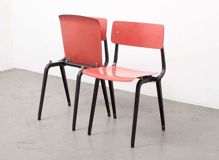 Mid-Century Theatre Revolt Foldable Chairs by Friso Kramer for Ahrend De Cirkel, Set of 2