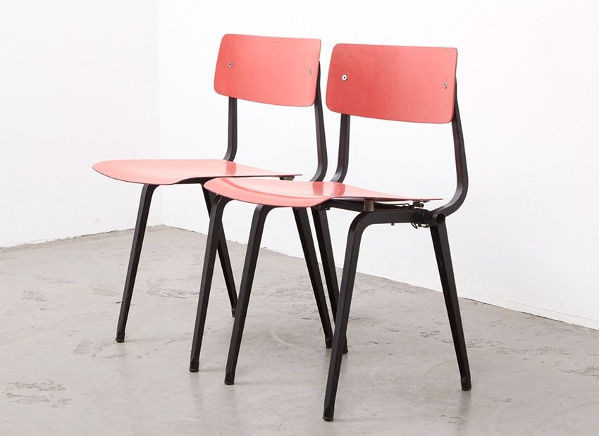 Mid-Century Theatre Revolt Foldable Chairs by Friso Kramer for Ahrend De Cirkel, Set of 2